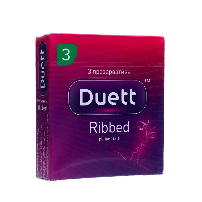 Презервативы DUETT ribbed 3 шт. презервативы duett ribbed ребристые 30 штук