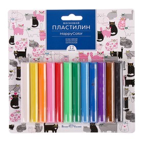 

Пластилин мягкий (восковой) 12 цветов, 200 г, Happycolor в блистере, МИКС