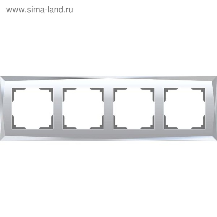 Рамка на 4 поста WL08-Frame-04 цвет зеркальный, материал стекло