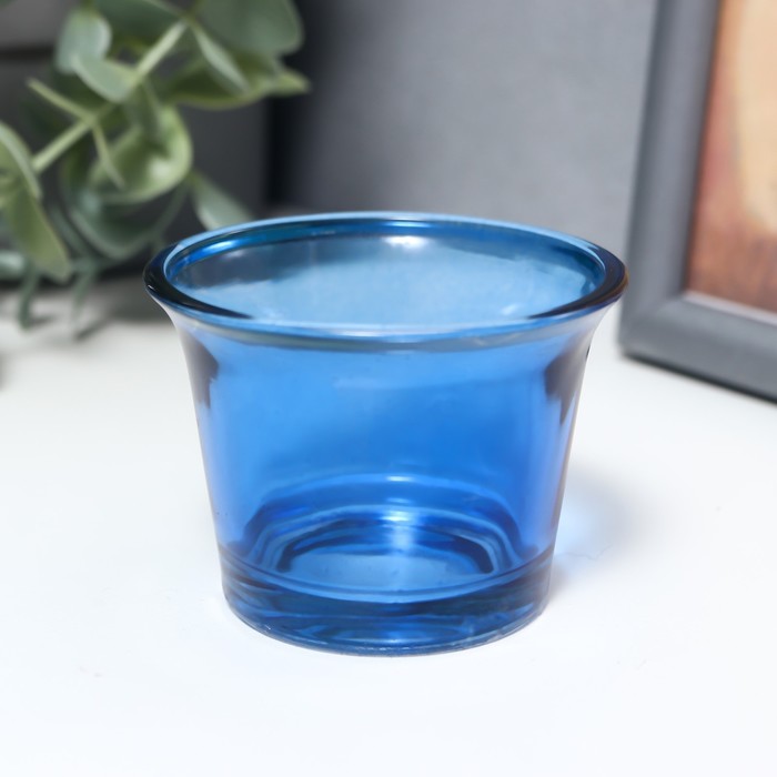 Подсвечник стекло на 1 свечу Глянец синий 4,7х6,2х6,2 см