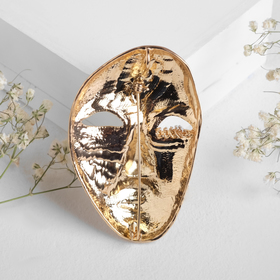 

Брошь "Лица" маска слёзы, цвет матовое золото