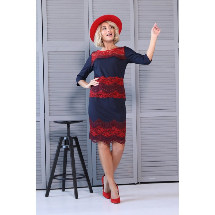 фото Платье женское, размер 48, цвет синий, красный wisell