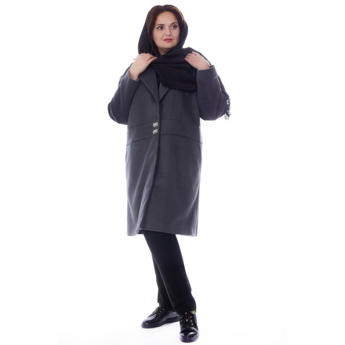 Пальто женское, размер 52, цвет серый