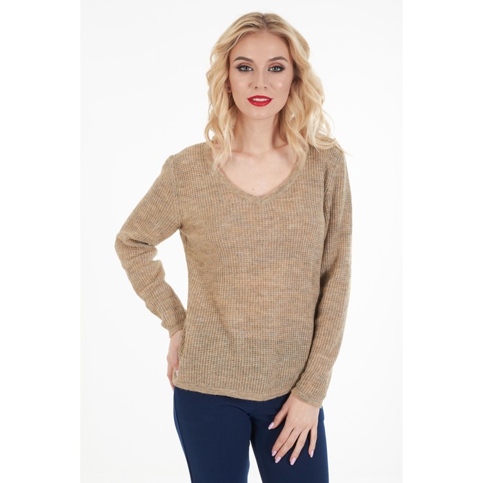 Пуловер женский, размер 48, цвет бежевый фото
