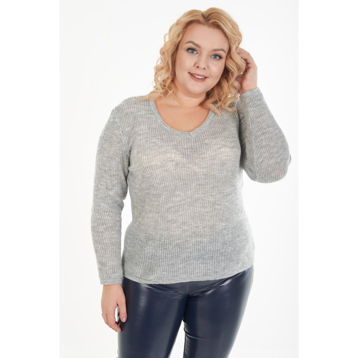 цена Пуловер женский, размер 52, цвет серый
