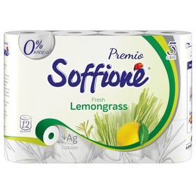 Туалетная бумага Soffione Premium Fresh Lemongrass, 3 слоя, 12 рулонов