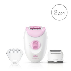 

Эпилятор Braun 3270 Silk-epil 3, 2 скорости, 20 пинцетов, 3 насадки, бело-розовый