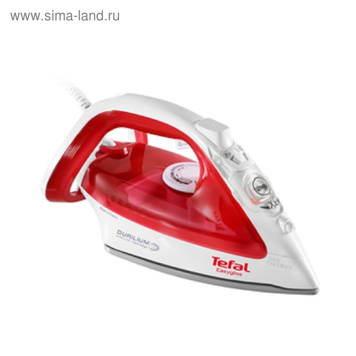 фото Утюг tefal fv3962e0, 2400 вт, металлокерамическая подошва, 270 мл, 140 г/мин, красно-белый