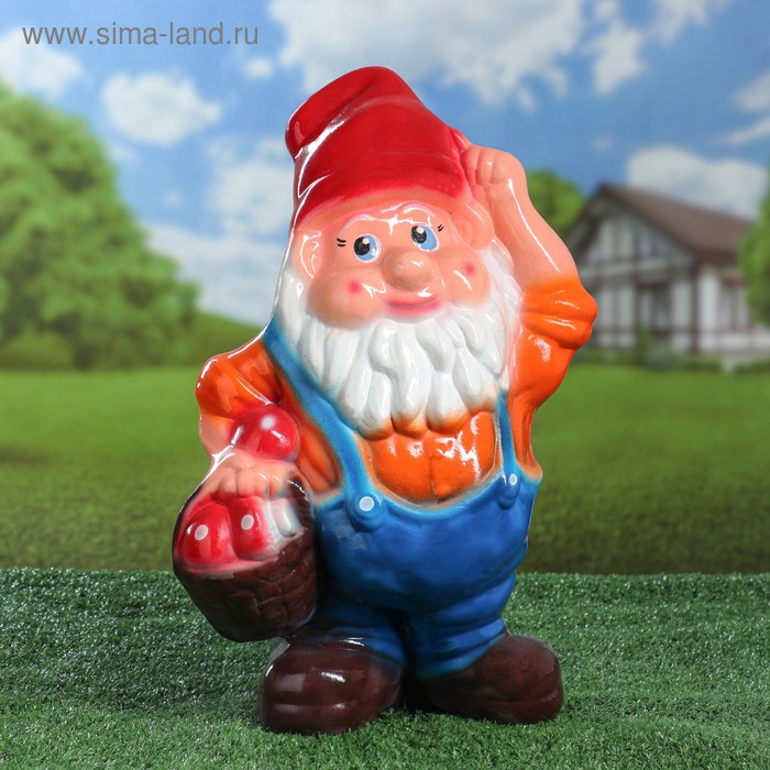 Садовая фигура Гном с корзинкой разноцветная 41 см микс 670₽
