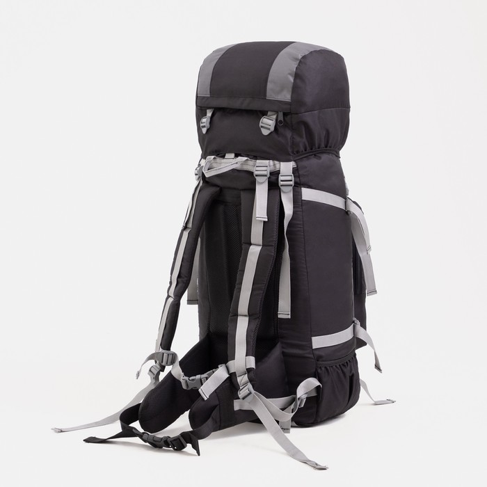 фото Рюкзак туристический, 60 л, отдел на шнурке, наружный карман, 2 боковые сетки, цвет чёрный/серый taif