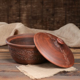 

Горшок духовой "Бархат", резка, без ручек, красная глина, 2.2 л