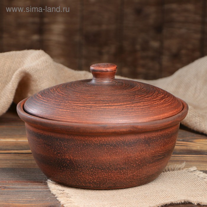 

Горшок духовой "Бархат", гладкий, без ручек, красная глина, 2.2 л