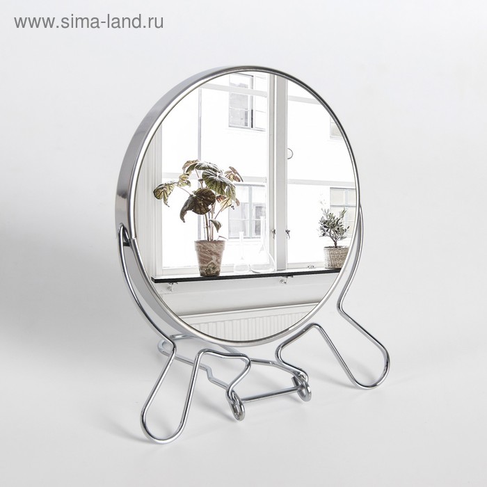 фото Зеркало складное-подвесное, двустороннее, с увеличением, d зеркальной поверхности — 11 см, цвет серебряный