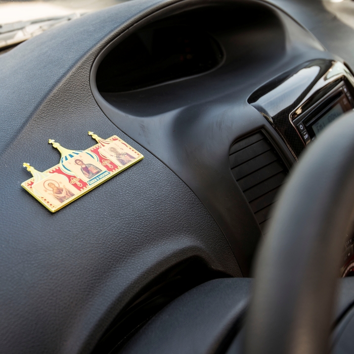 Триптих в авто купола "Покров Пресвятой Богородицы. Иисус Христос. Николай Чудотворец" 13826