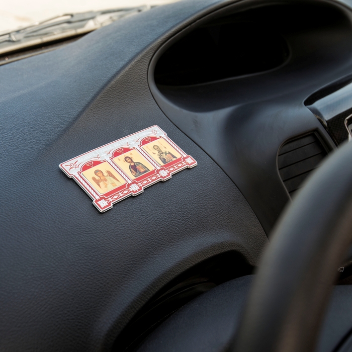 Триптих в авто "Ангел Хранитель. Иисус Христос. Николай Чудотворец"