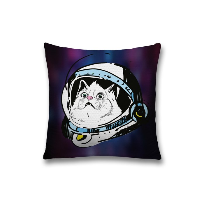 Наволочка декоративная «Кот космонавт», размер 45 х 45 см, вшитая молния
