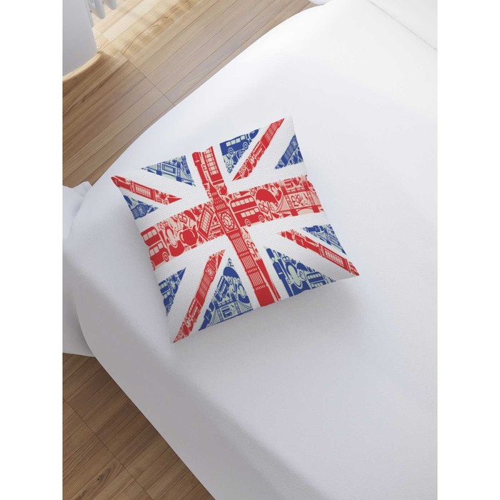 фото Наволочка декоративная «британский флаг», размер 45 х 45 см, вшитая молния joyarty