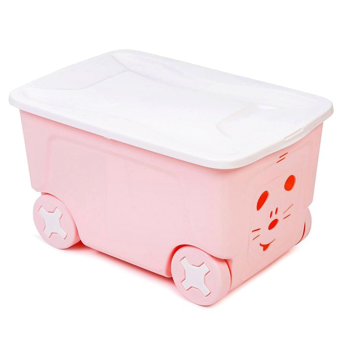 фото Детский ящик для игрушек cool на колесах 50 литров, цвет розовый plastic centre