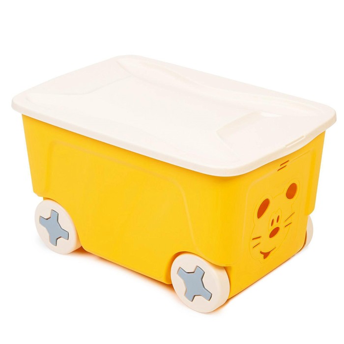 фото Детский ящик для игрушек cool на колесах 50 литров, цвет жёлтый plastic centre
