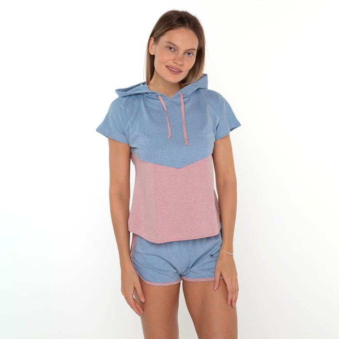 Комплект «Рассвет» женский (футболка, шорты) цвет голубой, размер 42