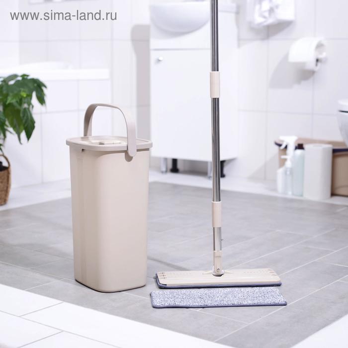 Набор для уборки Mop Style: ведро с отсеками для полоскания и отжима 5 л, швабра плоская, запасная насадка из микрофибры