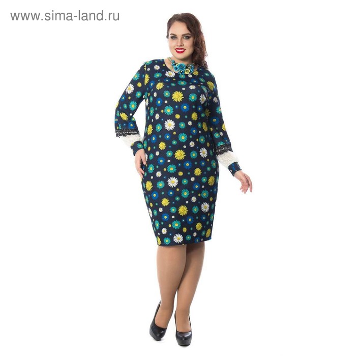 

Платье женское, размер 58, цвет синий, зелёный