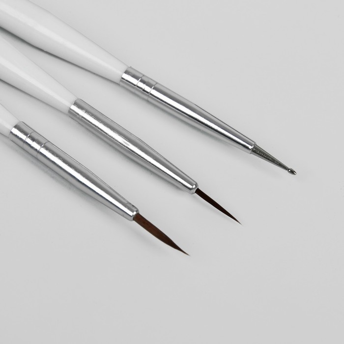 Набор кистей для дизайна ногтей, 6шт, цвет белый