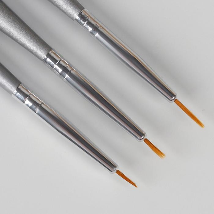 Набор кистей для дизайна ногтей, 6шт, цвет серебристый