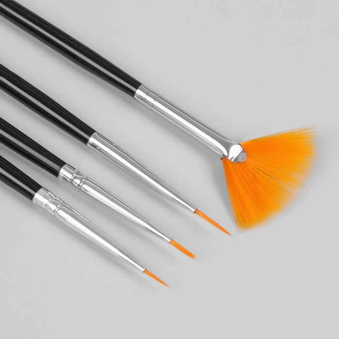 Набор кистей для дизайна ногтей, 7шт, цвет чёрно-серебристый