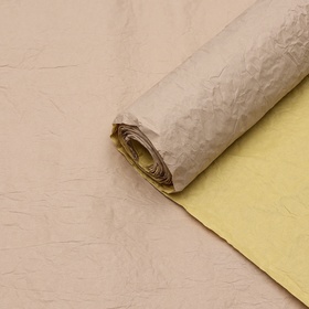 Бумага упаковочная 'Эколюкс двухцветная', кофе с молоком-желтая пастель, 0,7 x 5 м Ош