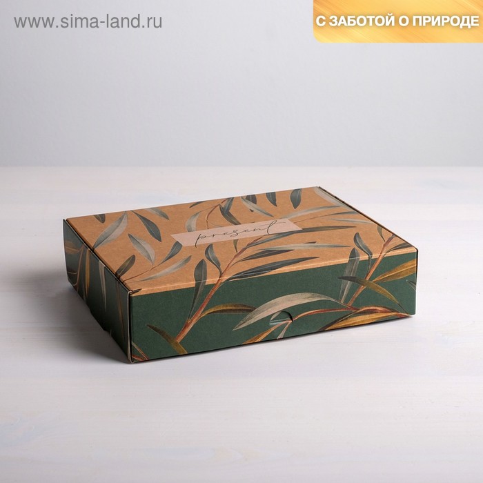 

Коробка подарочная складная крафтовая, упаковка, «Present», 21 х 15 х 5 см
