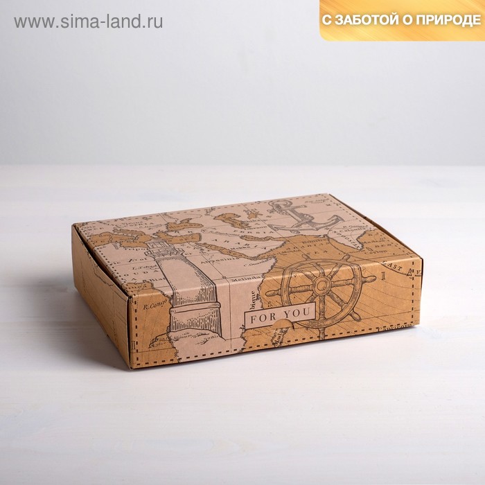 

Коробка складная крафтовая «Карта», 21 × 15 × 5 см