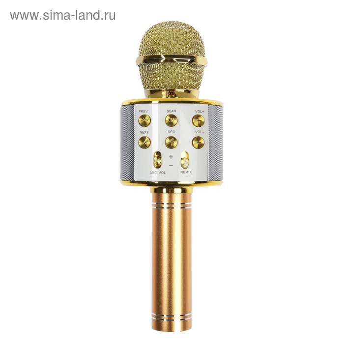 Микрофон для караоке Belsis MA3001BE, Bluetooth, FM, microSD, цвет золото