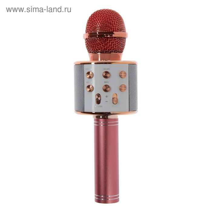 Микрофон для караоке Belsis MA3001BE, Bluetooth, FM, microSD, розовое золото