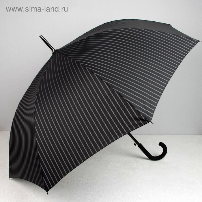 цена Зонт - трость полуавтоматический «Полоска», 8 спиц, R = 56, цвет чёрный