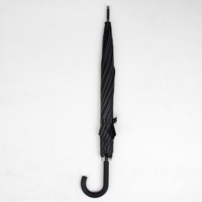 Зонт - трость полуавтоматический «Полоска», 8 спиц, R = 56, цвет чёрный