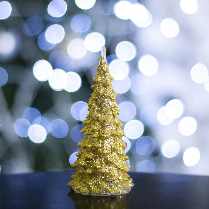Игрушка световая "Мерцающая елочка", 13 см, батарейки в комплекте, ЗОЛОТАЯ
