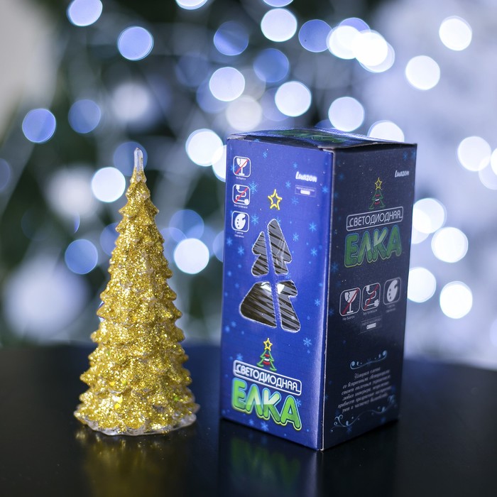 Игрушка световая "Мерцающая елочка", 13 см, батарейки в комплекте, ЗОЛОТАЯ