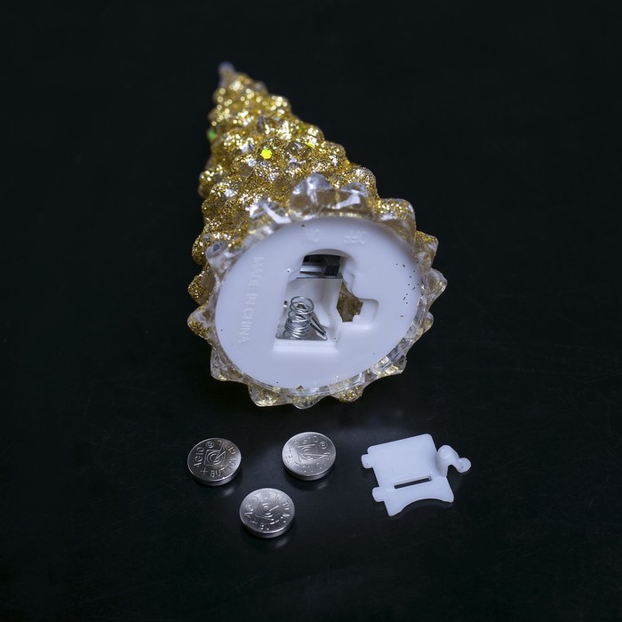 Игрушка световая "Мерцающая елочка", 13 см, батарейки в комплекте, ЗОЛОТАЯ