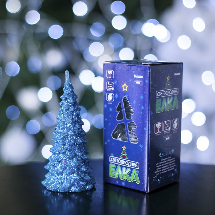 Игрушка световая "Мерцающая елочка", 13 см, батарейки в комплекте, СИНЯЯ