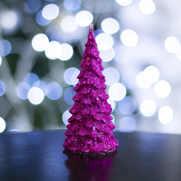 Игрушка световая "Мерцающая елочка", 13 см, батарейки в комплекте, РОЗОВАЯ