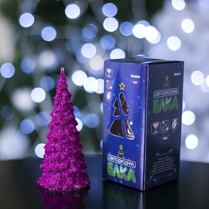 Игрушка световая "Мерцающая елочка", 13 см, батарейки в комплекте, РОЗОВАЯ