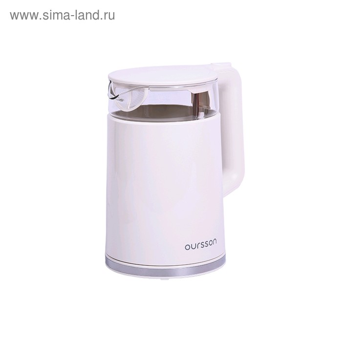 Чайник электрический Oursson EK1732W/IV, пластик, колба стекло, 1.7 л, 2200 Вт, белый чайник oursson ek1732w dc