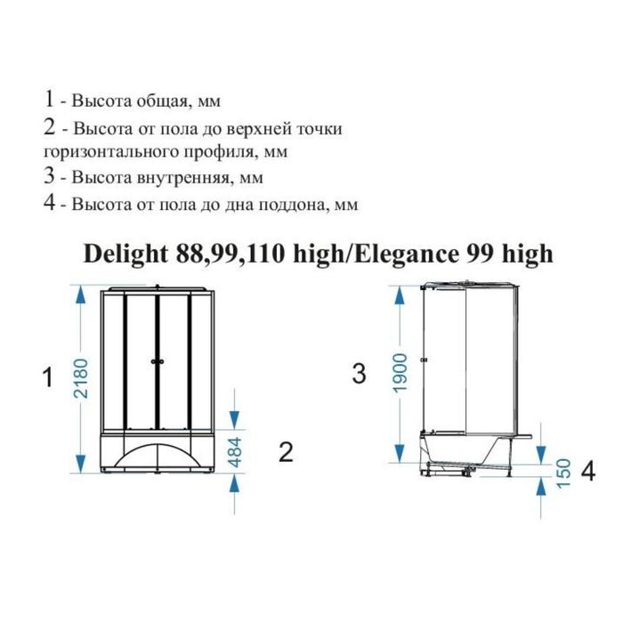 Душевая кабина DOMANI-Spa Delight 99, поддон 45 см, светлые стенки, матированная, 90х90
