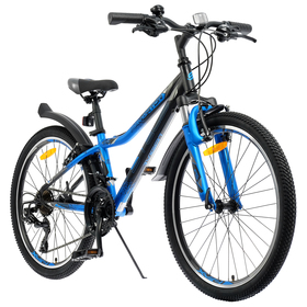 

Велосипед 24" Stels Navigator-410 V, V010, цвет чёрный/синий, размер рамы 12"