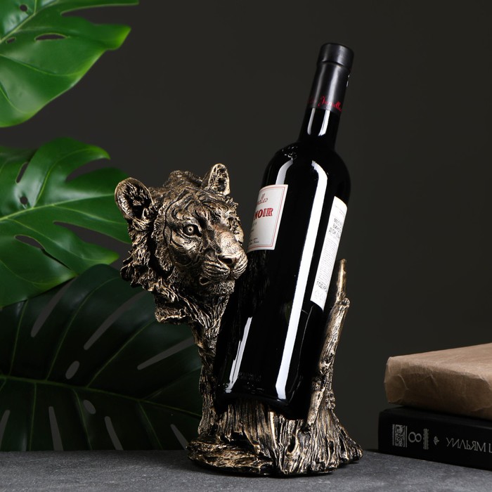 фото Подставка под бутылку "тигр" бронза, 16х18х24см хорошие сувениры