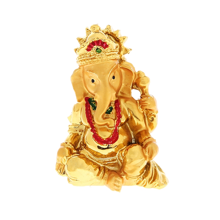 Нэцкэ под золото "Ганеша с цветком"