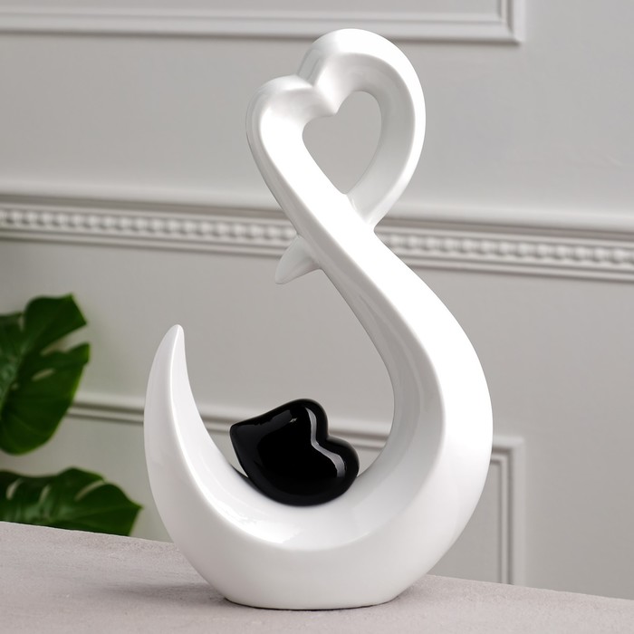 Статуэтка "Сердце", бело-чёрная, керамика, 38 см