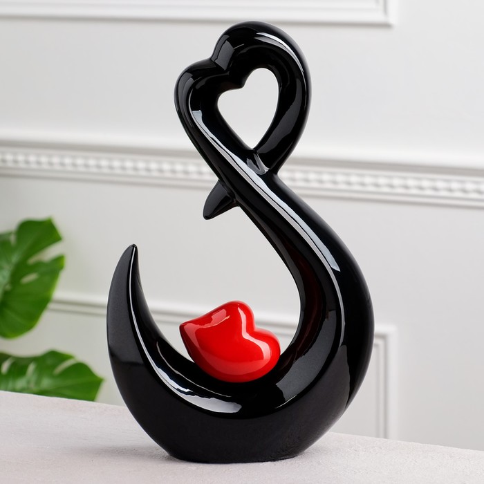 Статуэтка "Сердце", чёрно-красная, керамика, 38 см