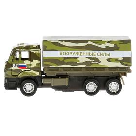 

Машина металлическая «КАМАЗ 65207 Военный бортовой» со съемным тентом,12 см, инерция